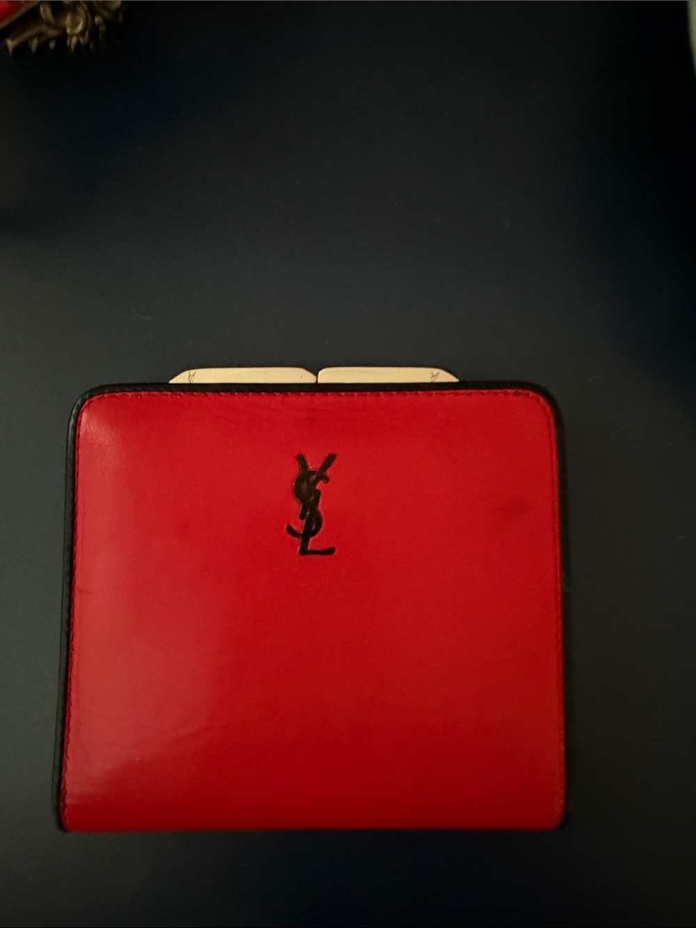 Yves Saint Laurent Red Leather Small Wallet with Black YSL Logo